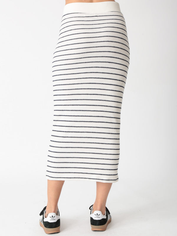 Jasmine Skirt - Ivory / Indigo Stripe