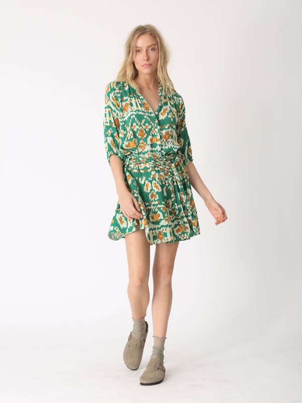 Clarissa Dress - Emerald Ikat