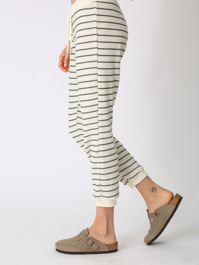 Sunny Jogger - Ivory / Olive Stripe