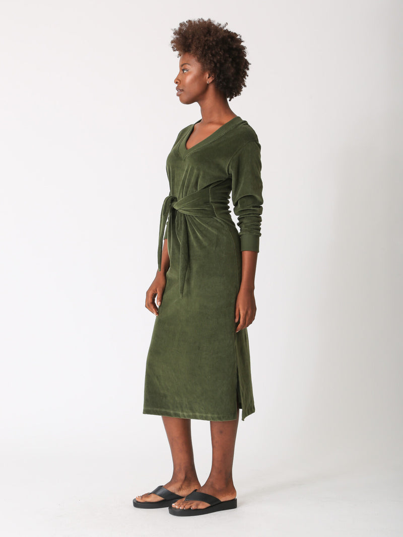 Linden Velour Dress - Hunter