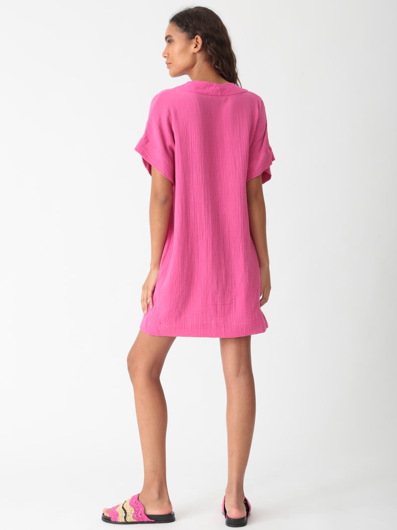 Blakely Gauze Dress - Hibiscus