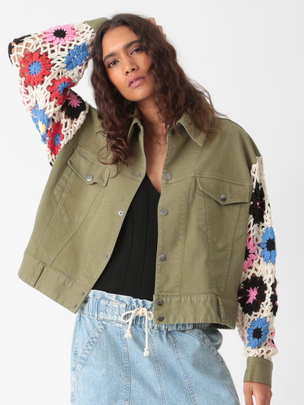 Decklyn Crochet Jacket - Olive