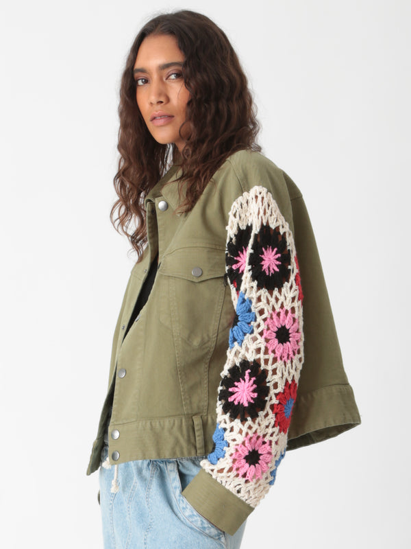 Decklyn Crochet Jacket - Olive