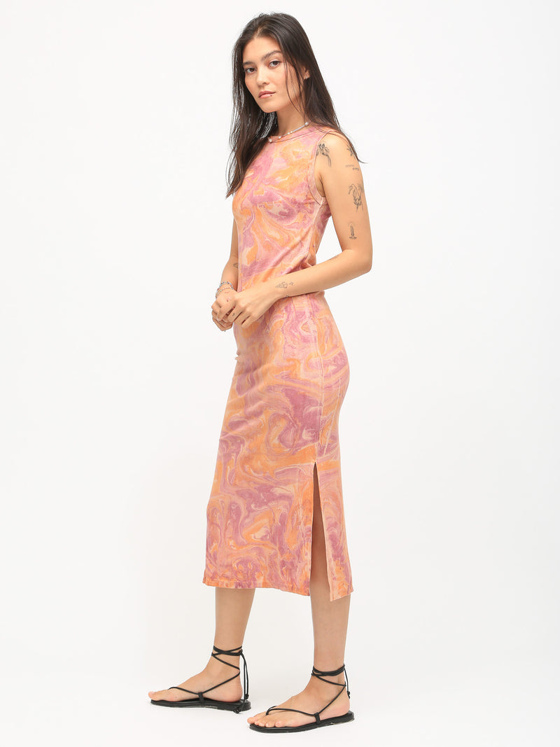 Donna Rib Dress - Marble Sangria