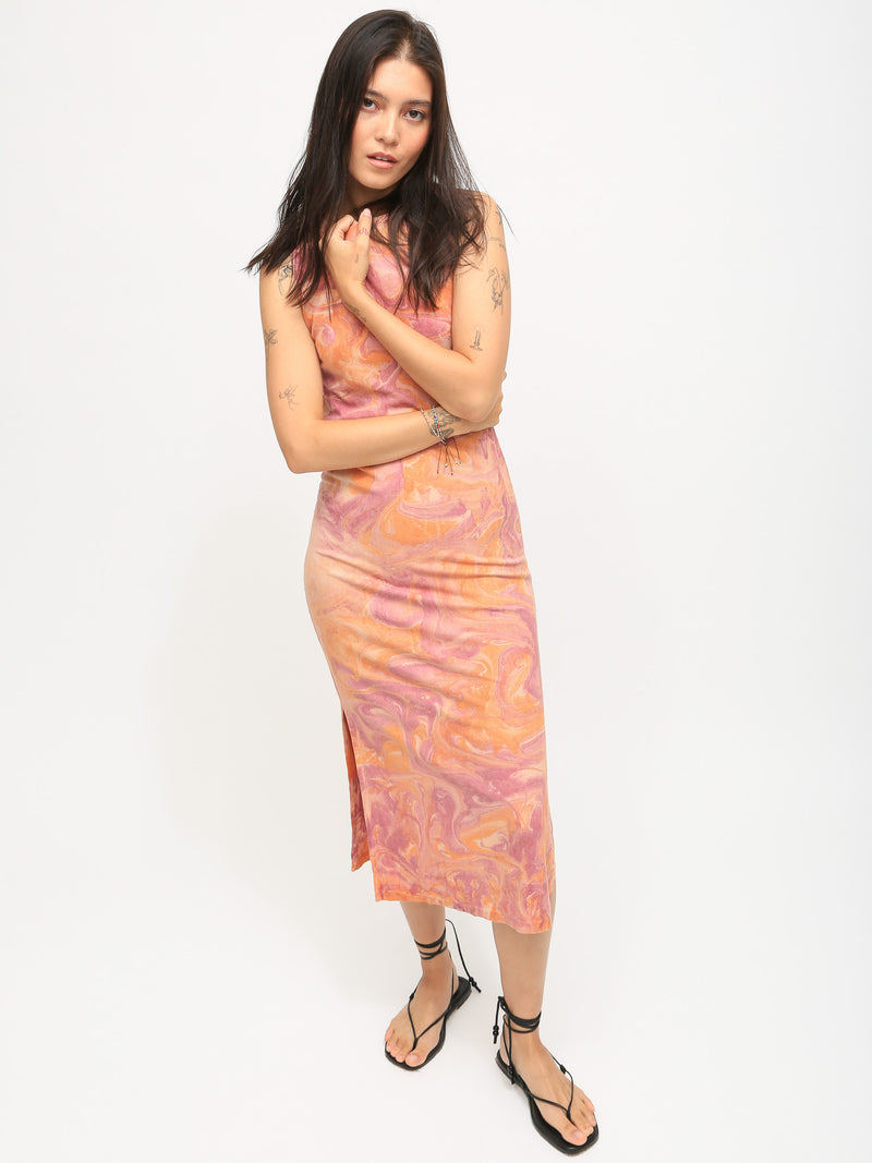 Donna Rib Dress - Marble Sangria