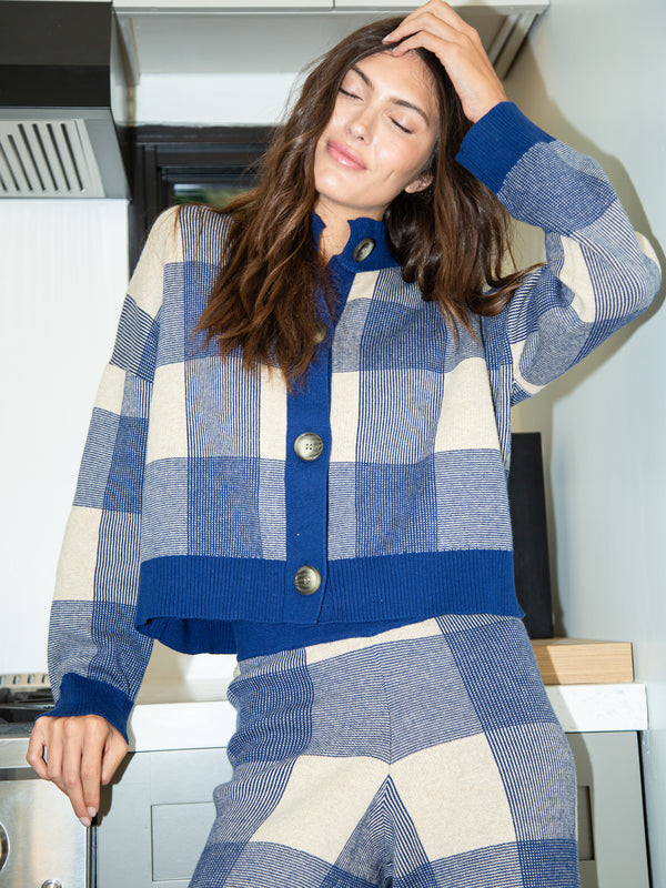 Rudi Cardigan - Indigo / Sand Plaid