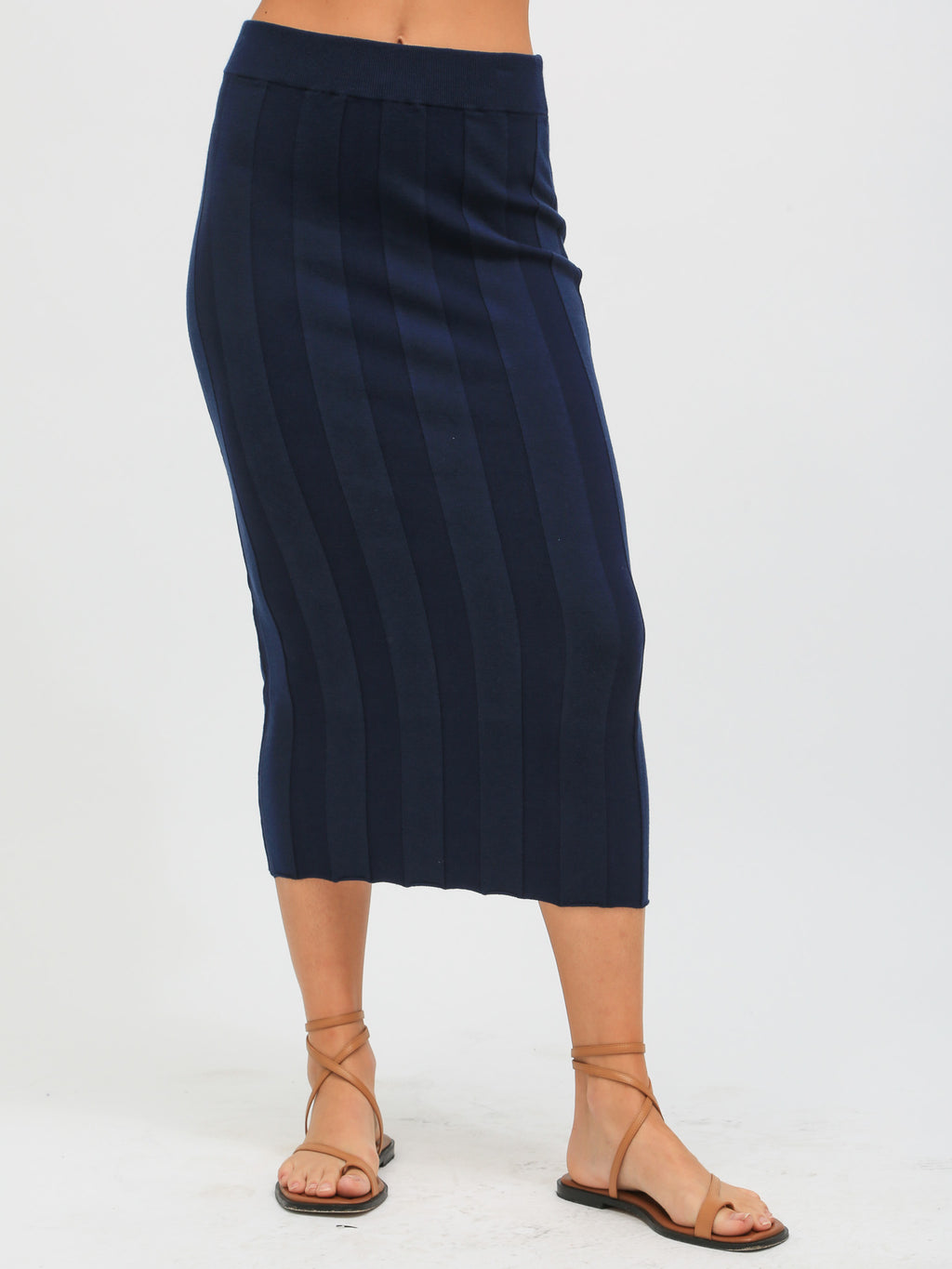 Luca Ribbed Knit Skirt - Indigo