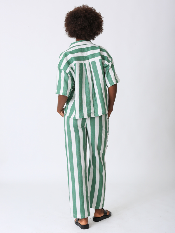 Weekend Linen Pant - Sea Glass Stripe