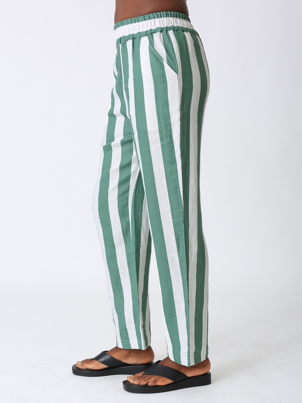 Weekend Linen Pant - Sea Glass Stripe