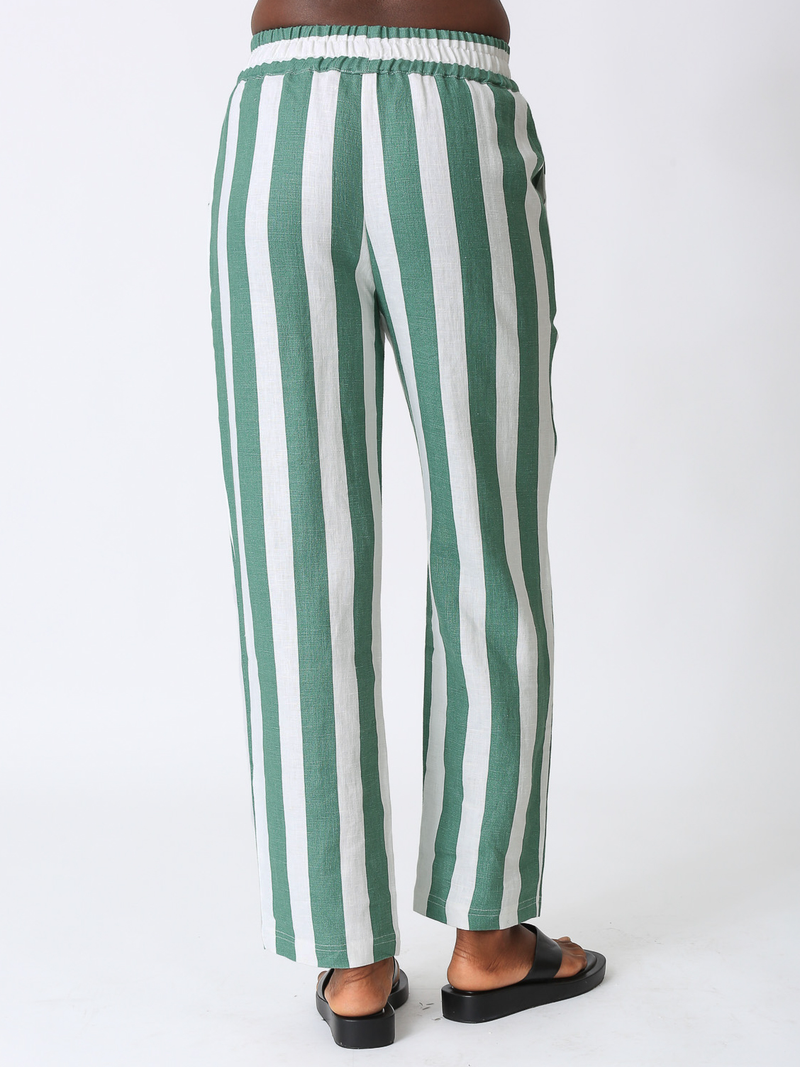 Weekend Linen Pant - Sea Glass Stripe