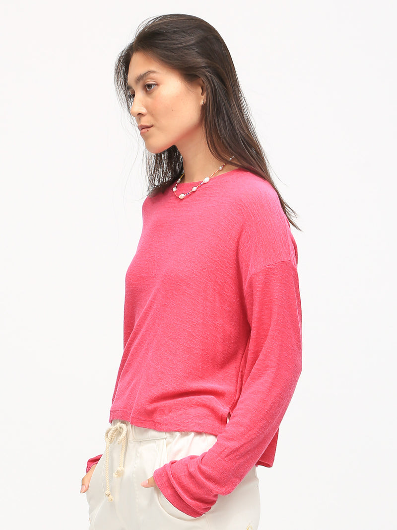 Lane Brushed Slub Tee - Magenta