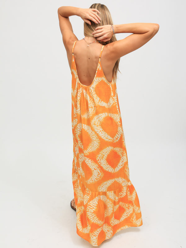 Laney Dress - Tangerine Orb Print