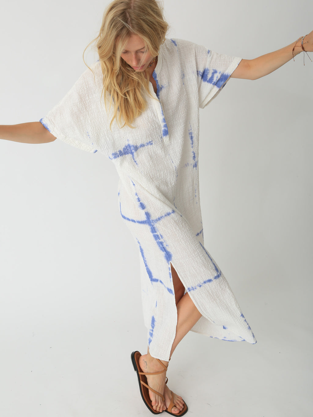 Montauk Kaftan - Cloud / Indigo