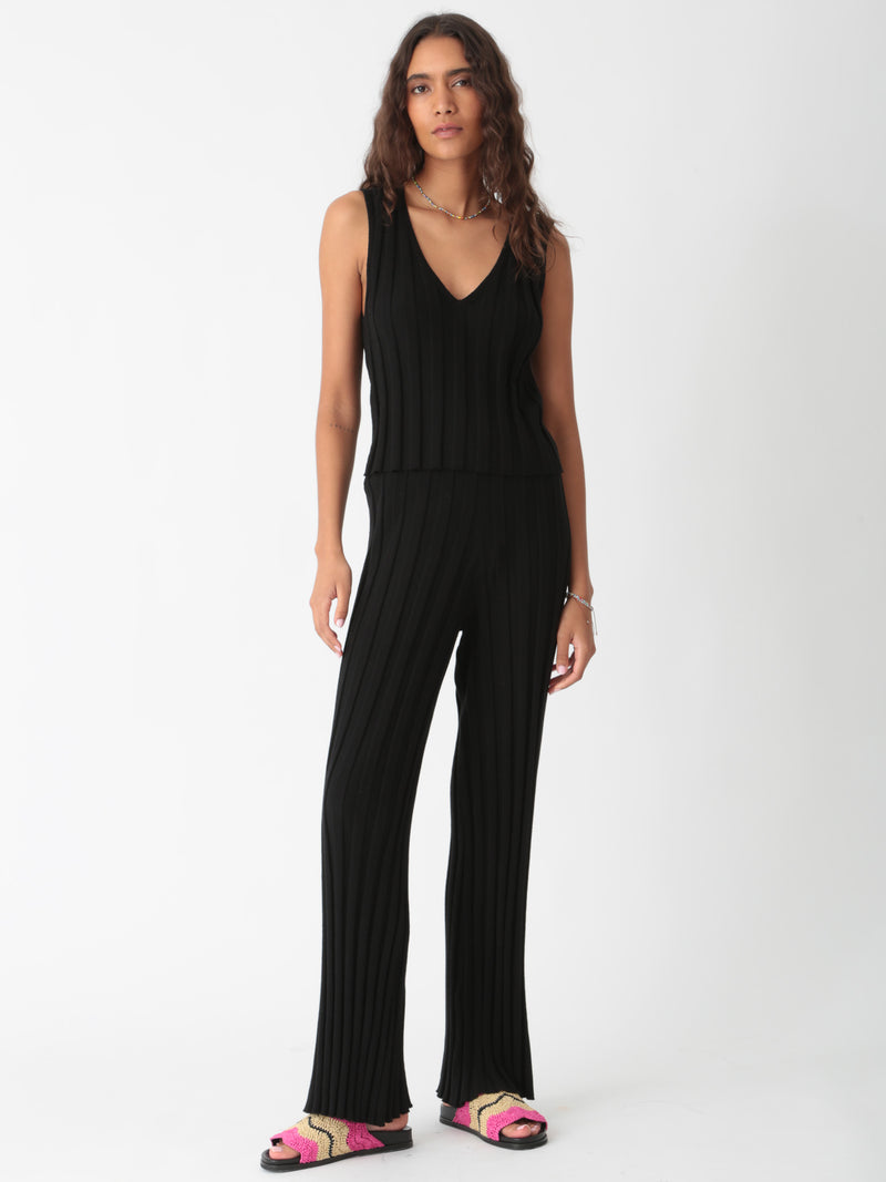 Carmel Ribbed Knit Pant - Onyx