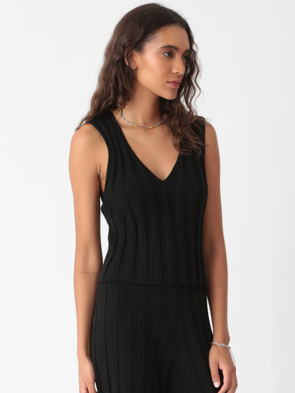 Monterey Ribbed Knit Tank - Onyx