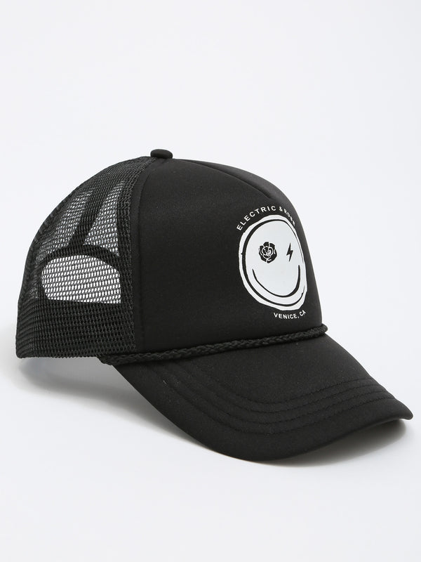 Smiley Face Trucker Hat - Onyx