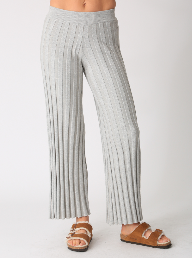 Carmel Ribbed Knit Pant - Light Heather Grey