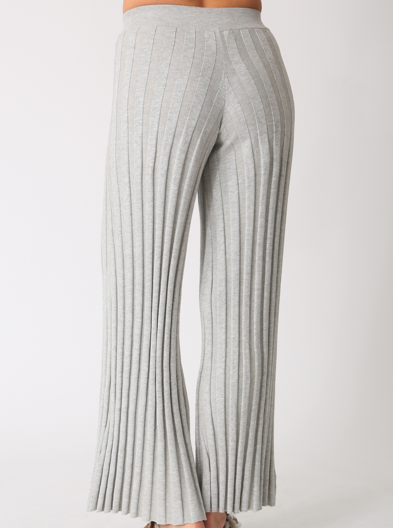 Carmel Ribbed Knit Pant - Light Heather Grey