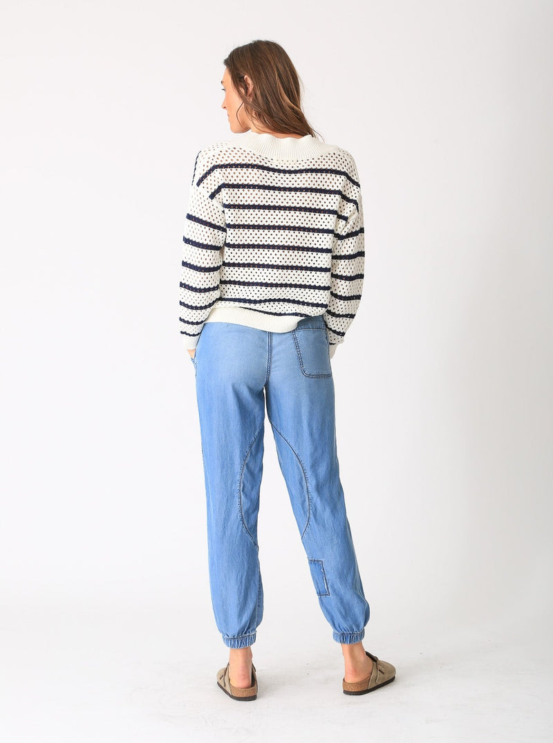 Hadley Sweater - Ivory / Indigo Stripe