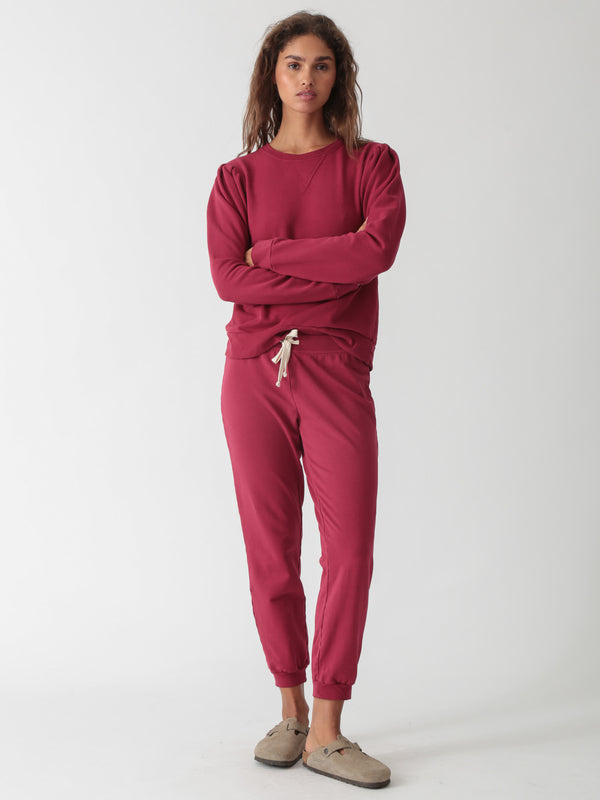 Lori Puff Sleeve Sweatshirt - Rouge