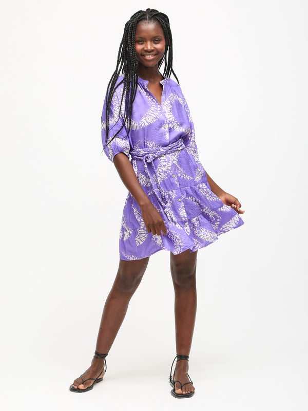 Clarissa Dress - Violet / Cloud Orb Print