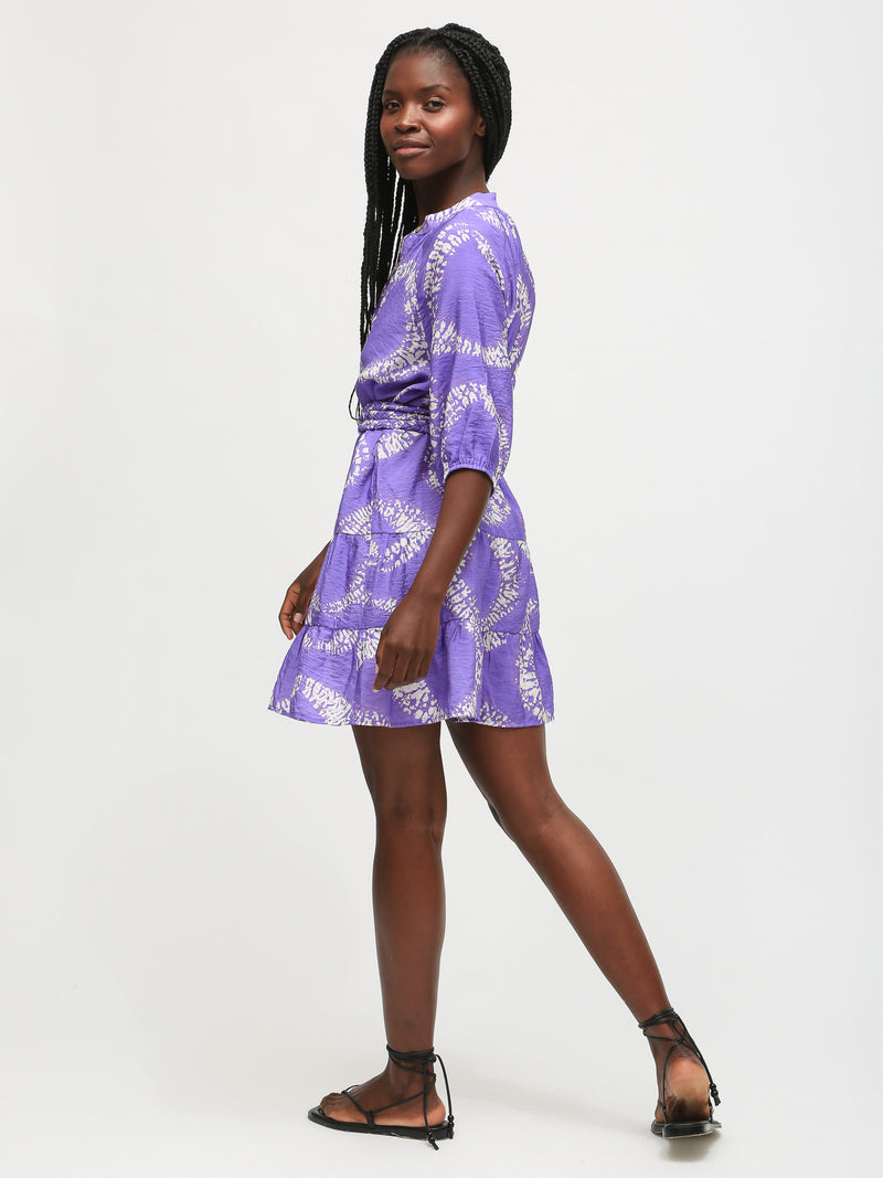 Clarissa Dress - Violet / Cloud Orb Print