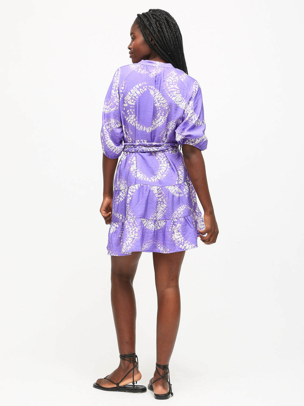 Clarissa Dress - Violet / Cloud Orb Print