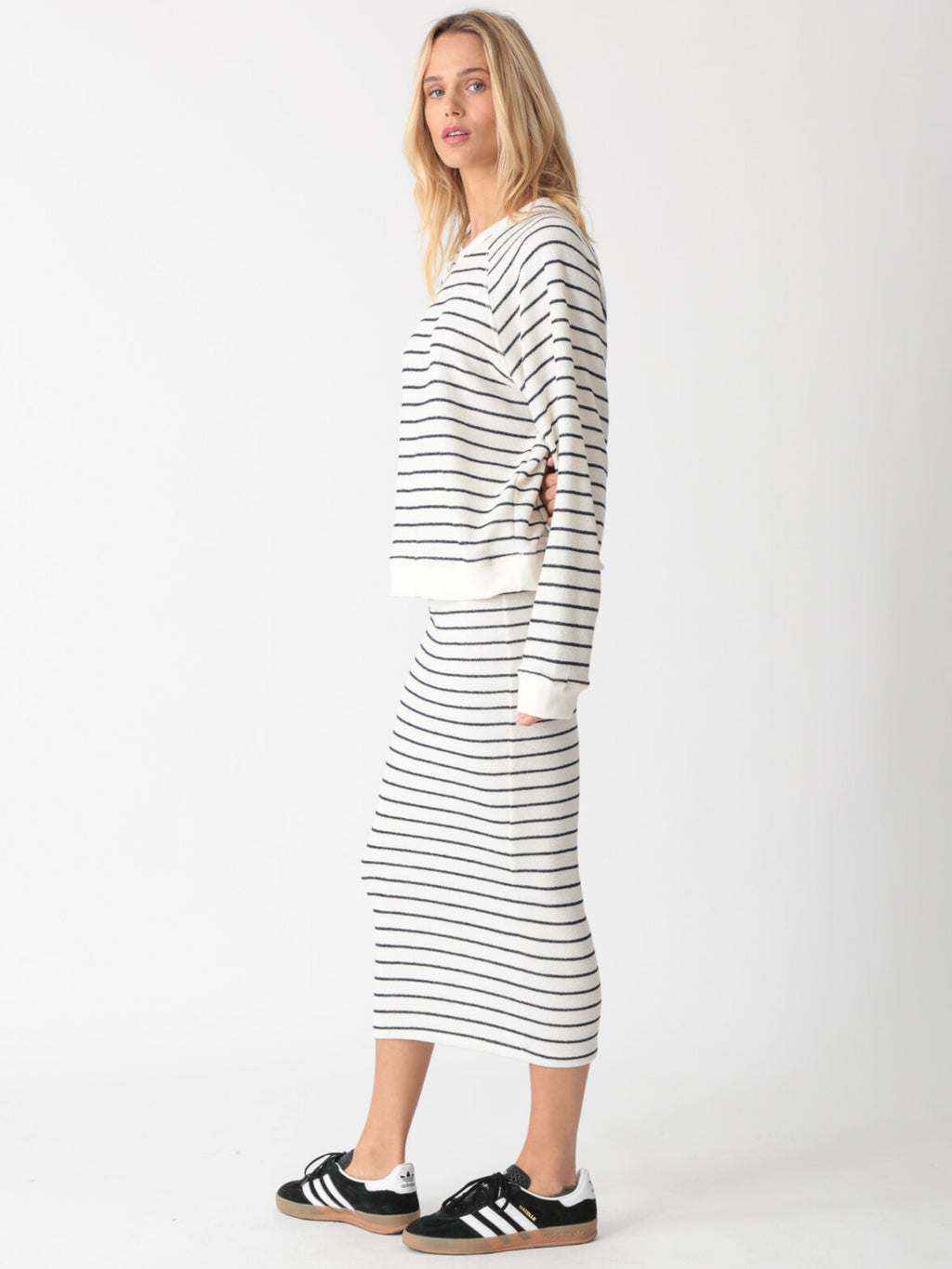 Jasmine Skirt - Ivory / Indigo Stripe