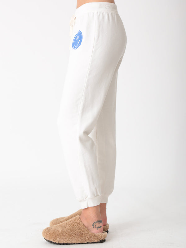 Sunny Jogger - Ivory Smiley Graphic