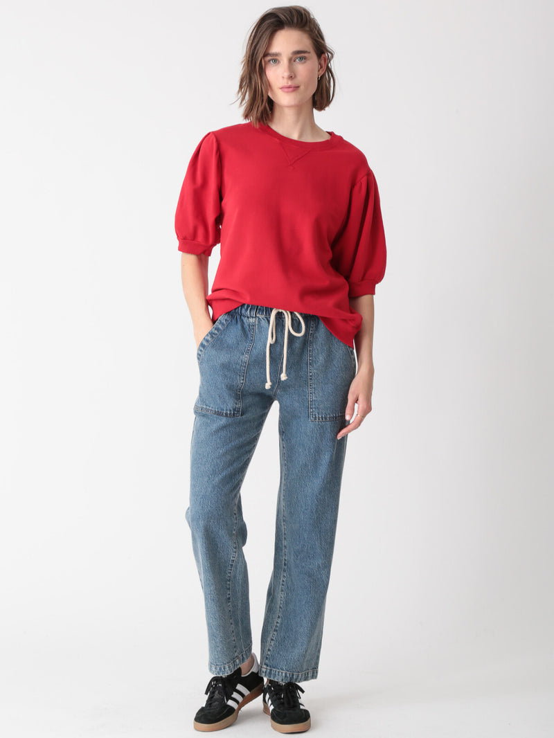 Casey Puff Sleeve Sweatshirt - Chili