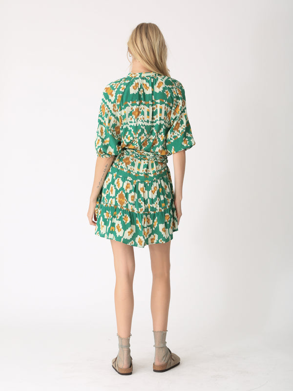 Clarissa Dress - Emerald Ikat