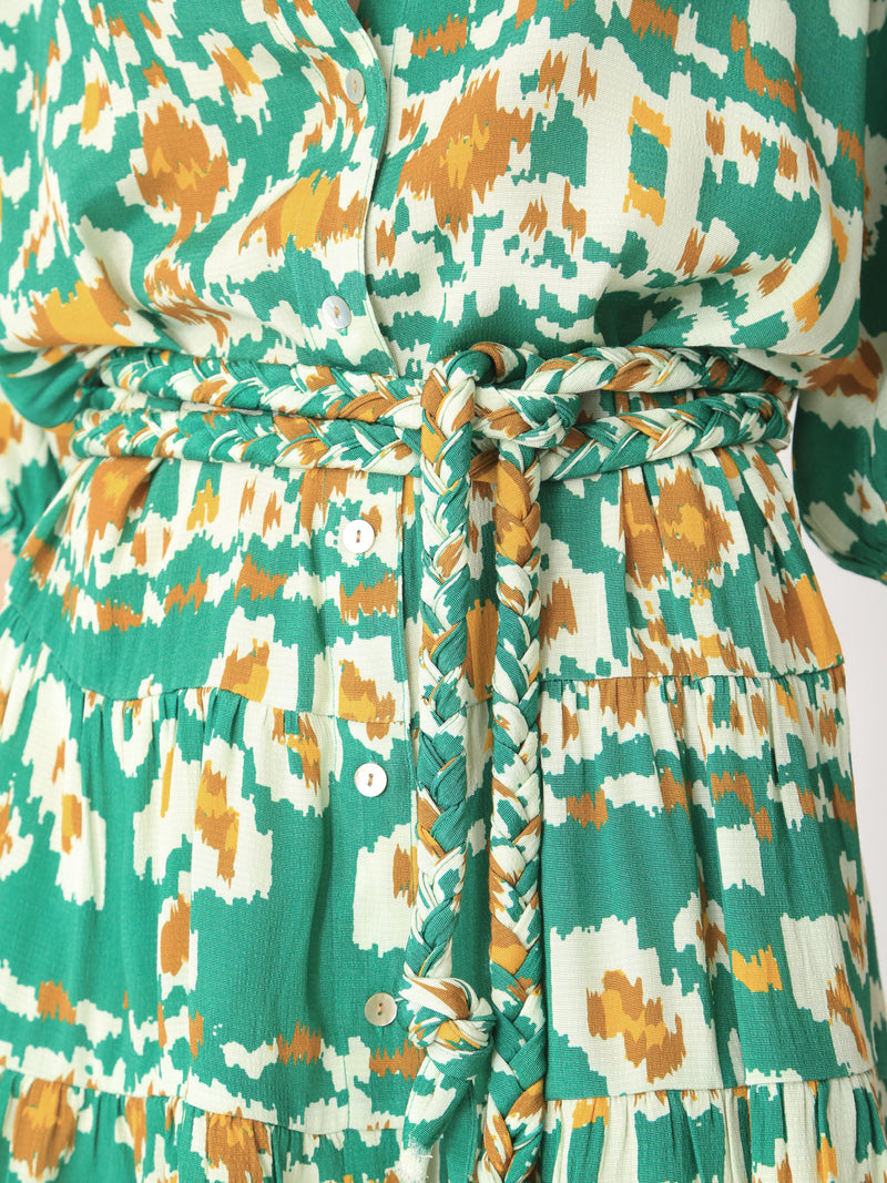 Clarissa Dress - Emerald Ikat