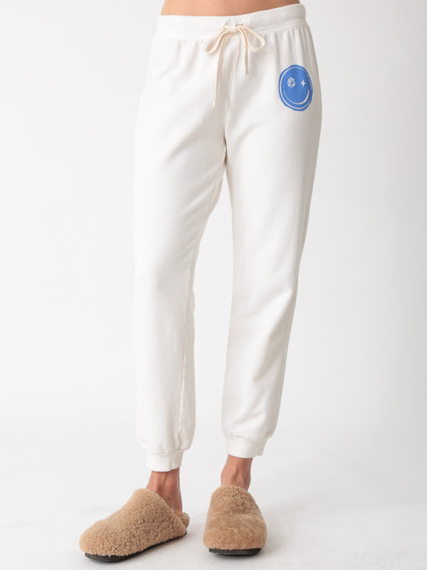 Sunny Jogger - Ivory Smiley Graphic